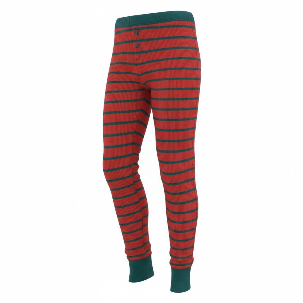 Old Navy Waffle Thermal Pajama Pants Red Green Stripe Womens Medium